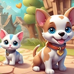 Charming Puppy And Kitty Rescue Games4King